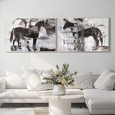 B&W Horse Abstract I and II - High Resolution Giclee Printed Canvas Framed in Contemporary Clear Acrylic Frame